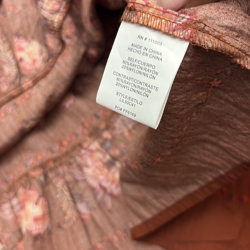 Fig and Flower by ANTHROPOLOGY Terracotta Floral Long Sleeve Dress - Picture 7 of 10